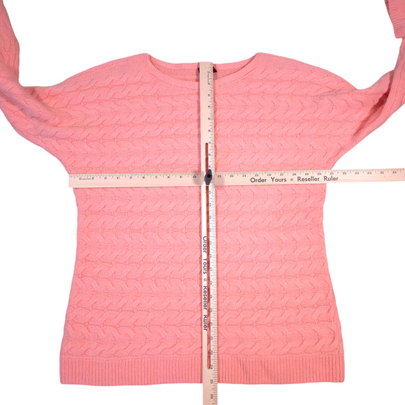 Talbots Cable Knit Sweater Blush Merino Wool Cashmere Blend Women Size L Preppy - Picture 6 of 6